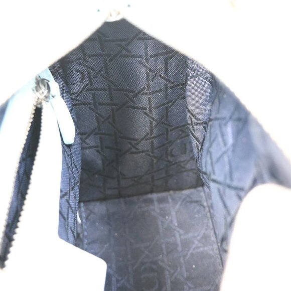 CHRISTIAN DIOR Logo Lady Cannage 2Way Shoulder Hand Bag Leather Blue - Picture 11 of 14